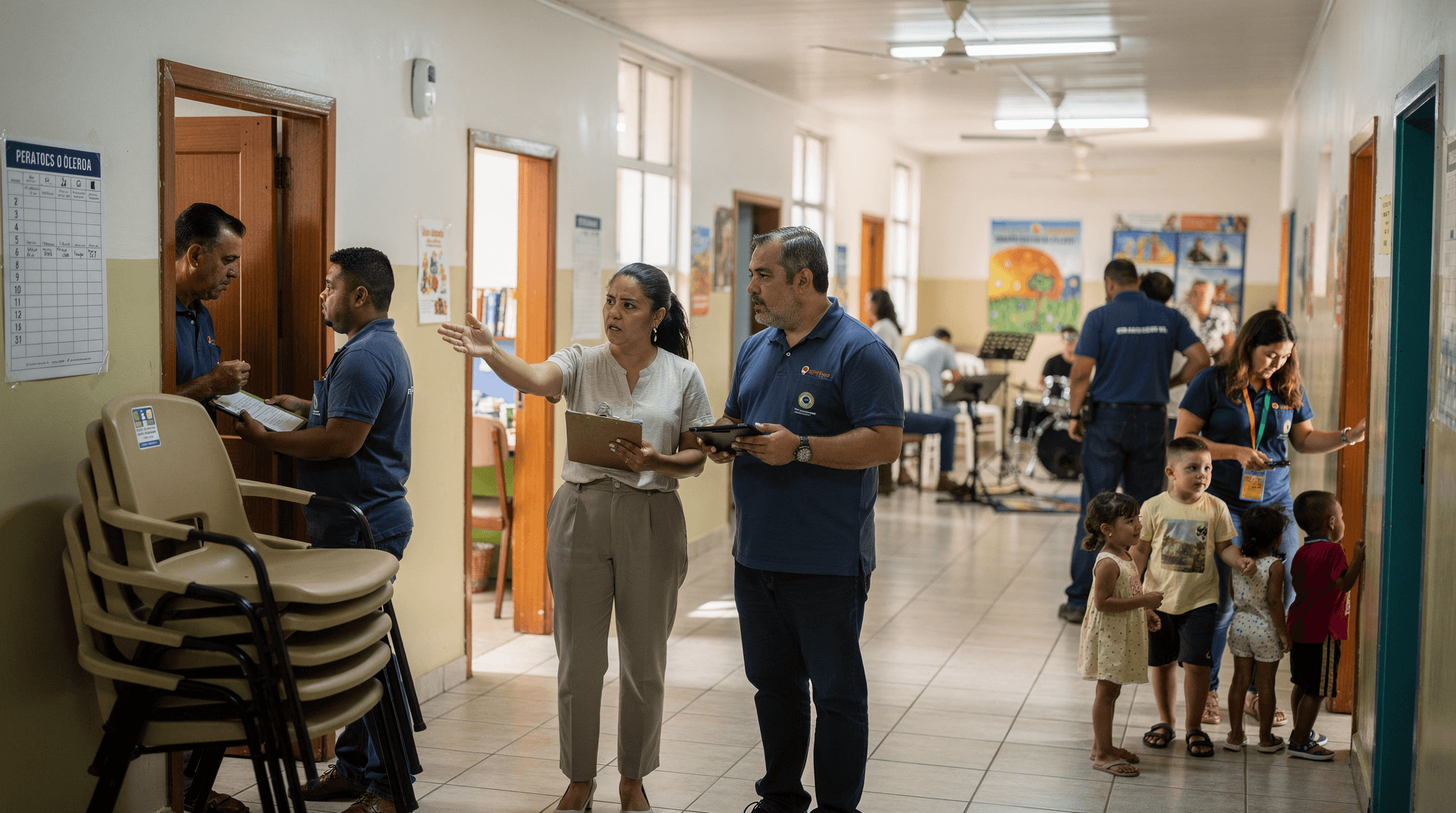 Igreja crescendo ao lado de um calendário e ícones de ministérios.
