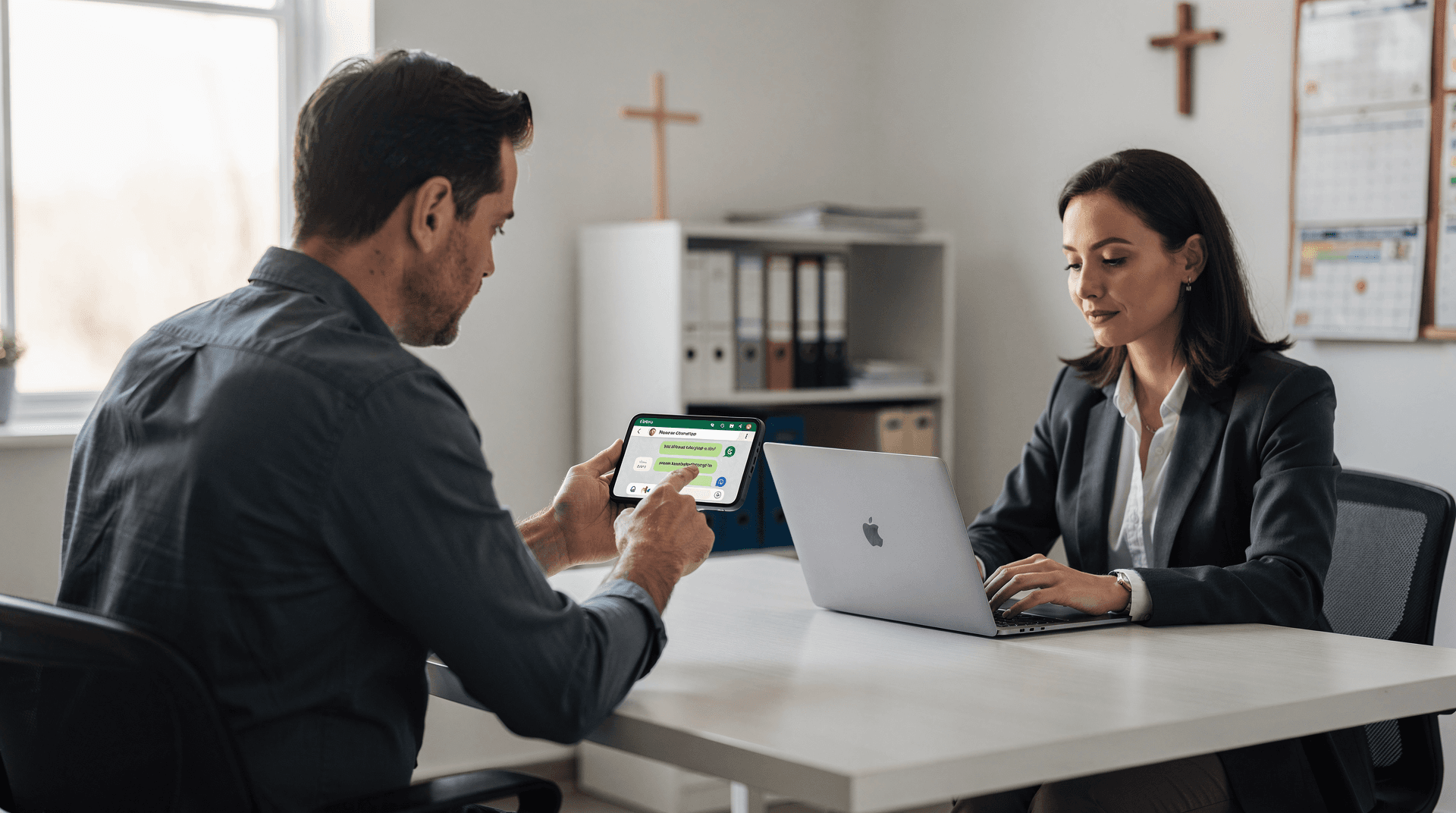 Interface de reservas de salas de igreja integrada com o WhatsApp.