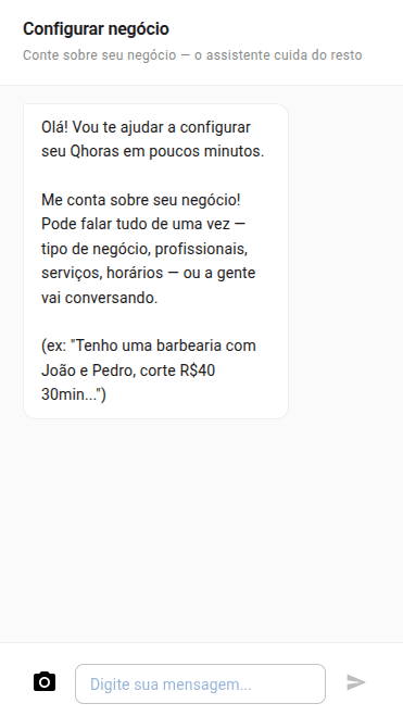 Chat de configuração por IA do Qhoras